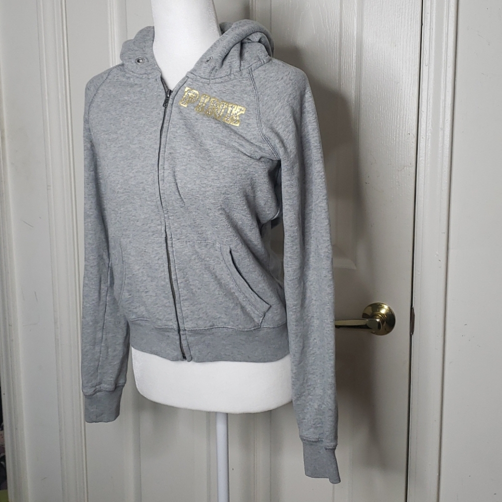 PINK Victoria's Secret Gray Hoodie Medium - Picture 2 of 8